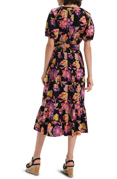 Shop Diane Von Furstenberg Lindy Floral Stretch Cotton Dress In Astrantia Lg Black