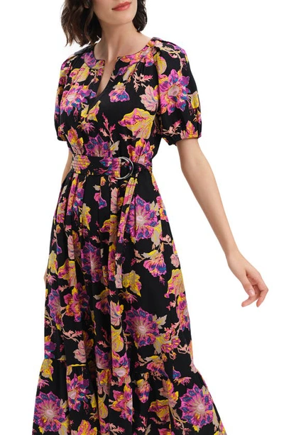 Shop Diane Von Furstenberg Lindy Floral Stretch Cotton Dress In Astrantia Lg Black