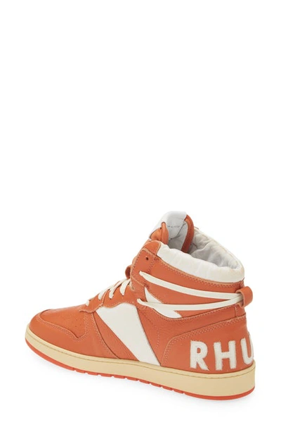 Shop Rhude Rhecess-hi High Top Sneaker In Salmon/ White
