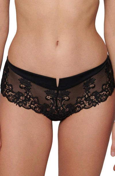 Simone Perele Saga Floral Lace Boyshorts In Black