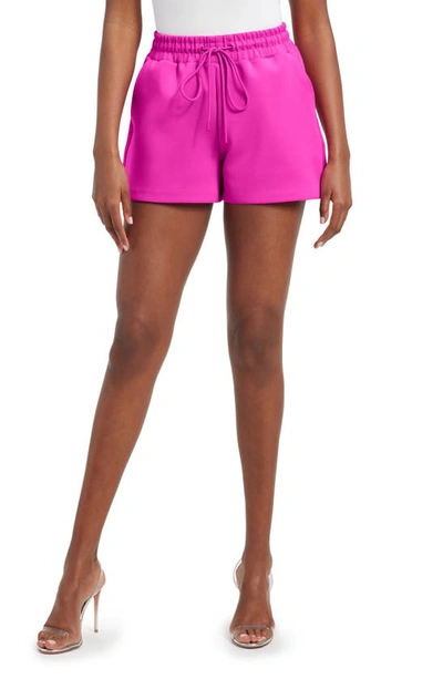 Shop Good American Scuba Drawstring Shorts In Fuchsia Pink001