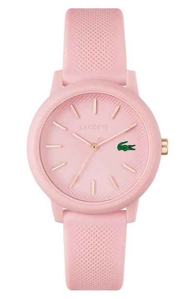 Shop Lacoste 12.12 Silicone Strap Watch, 36mm In Pink