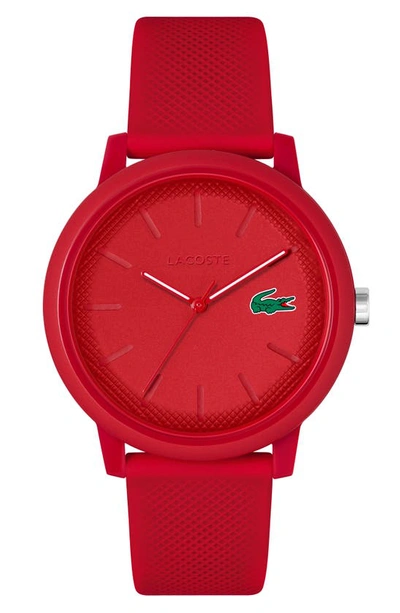 Lacoste Men's L.12.12 Red Silicone Strap Watch 42mm In Red