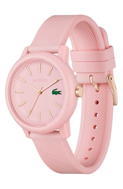 Shop Lacoste 12.12 Silicone Strap Watch, 36mm In Pink