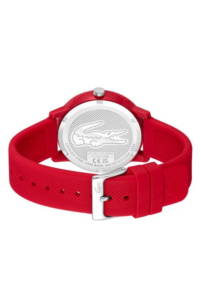 Shop Lacoste 12.12 Silicone Strap Watch, 42mm In Red