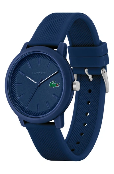 Shop Lacoste 12.12 Silicone Strap Watch, 42mm In Blue