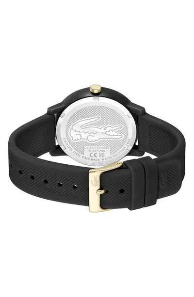 Shop Lacoste 12.12 Silicone Strap Watch, 42mm In Black