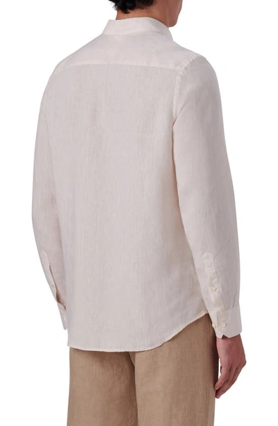 Shop Bugatchi Shaped Fit Solid Linen Button-up Shirt In Sand