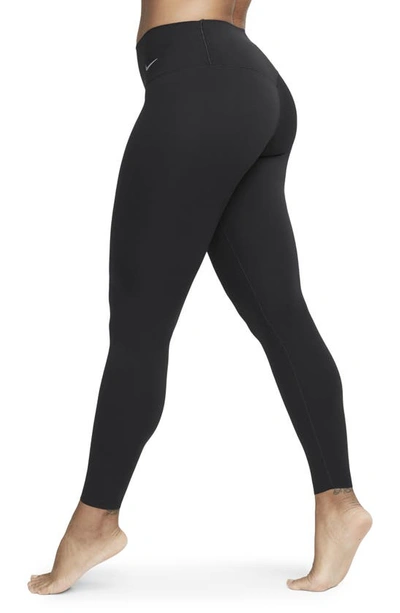 Shop Nike Zenvy Gentle Support Mid Rise 7/8 Leggings In Black/ Black