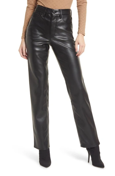 Shop Good American Better Than Leather Faux Leather Good Icon Pants In Z/dnublack