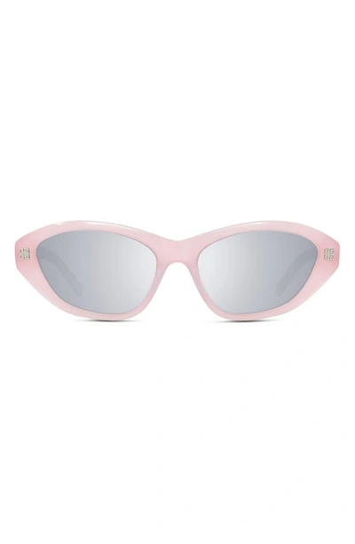 Shop Givenchy Gv Day 55mm Cat Eye Sunglasses In Shiny Pink / Smoke Mirror