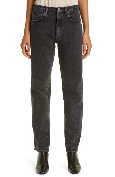 Totême Toteme Twisted Seam High Waist Straight Leg Jeans In Grey Wash