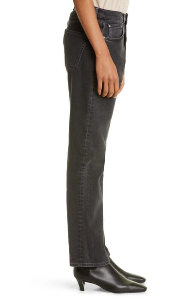 Totême Toteme Twisted Seam High Waist Straight Leg Jeans In Grey Wash