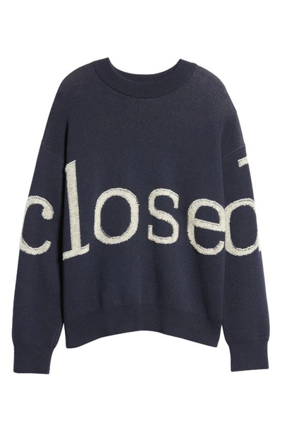 Shop Closed Logo Crewneck Wool Blend Sweater In Dark Night