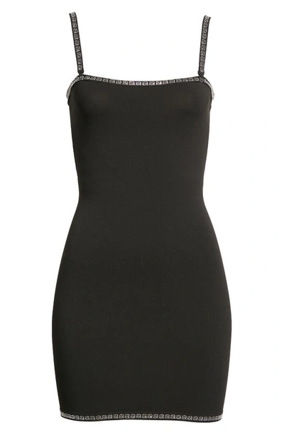 Shop Alexander Wang Crystal Logo Trim Convertible Strap Body-con Minidress In Black