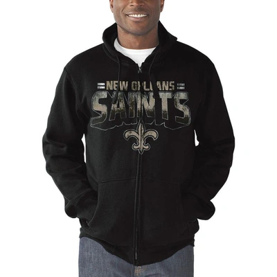 Shop G-iii Sports By Carl Banks Black New Orleans Saints Perfect Season Full-zip Hoodie