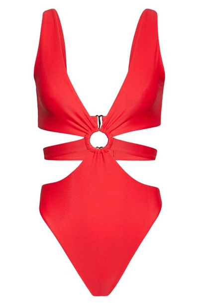 Shop Ramy Brook Lexi Strappy One-piece Swimsuit In Red Ribbon