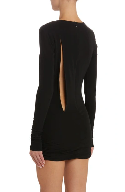 Shop Versace Slash Cutout Long Sleeve Jersey Minidress In Black
