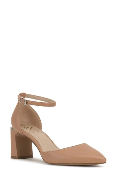 Shop Vince Camuto Hendriy Ankle Strap Pointed Toe Pump In Sandstone