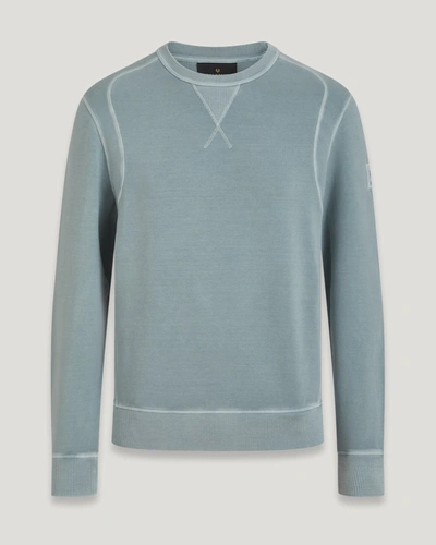 Shop Belstaff Gibe Sweatshirt Für Herren Garment Dye Lightweight Fleece In Steel Green