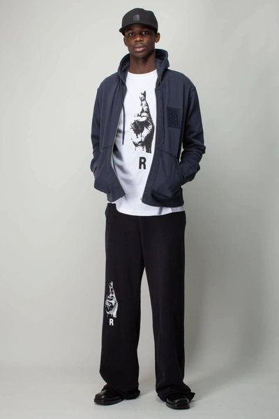 Shop Raf Simons Zipped Hoodie With Rs Hand Signs