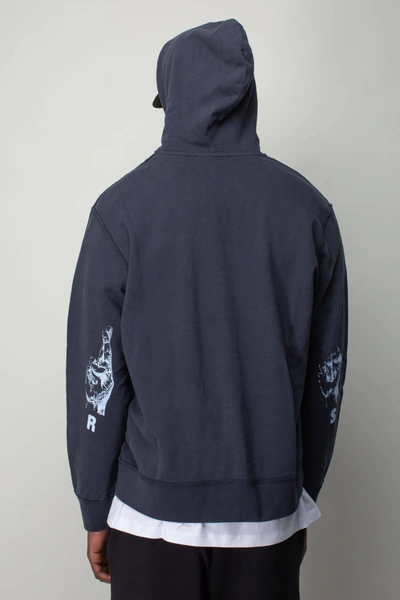 Shop Raf Simons Zipped Hoodie With Rs Hand Signs