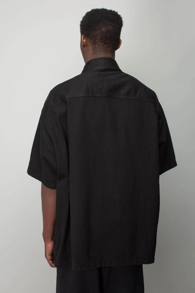 Raf Simons 231-m245 Oversized Short Sleeved Denim Shirt 0099 Black