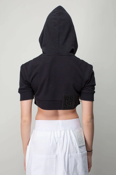 Shop Raf Simons Cropped Hoodie With R Embroidery