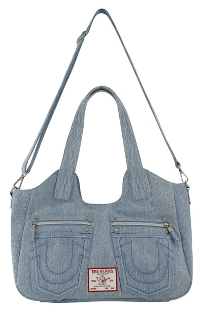 Shop True Religion Brand Jeans Horseshoe Stitch Tote In Denim