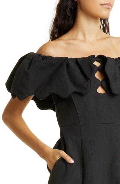 Shop Sea Leona Off The Shoulder Scallop Dress In Black