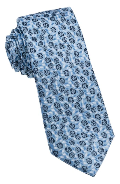 Shop Wrk W.r.k Floral Silk Tie In Blue