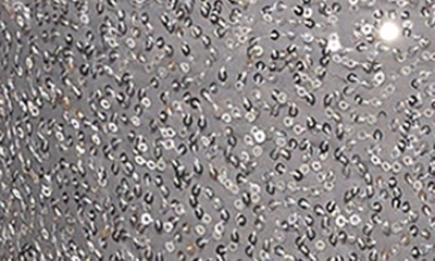 La Femme Stretch Sequin Plus Size Gown With Slit And V Neck In Gray