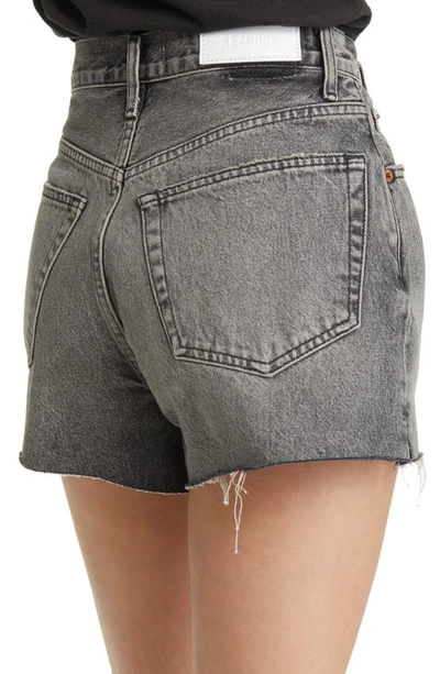 Shop Re/done '50s Cutoff Mid Rise Cotton Denim Shorts In Midnight Ash