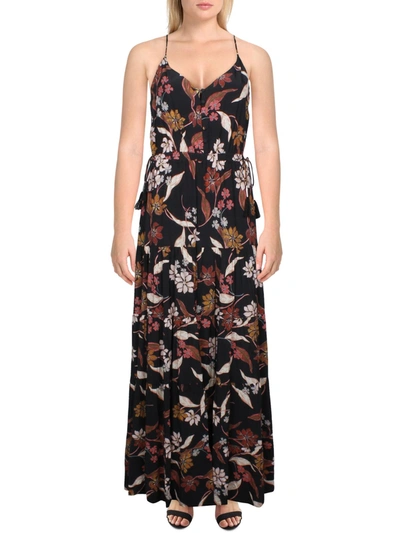 Shop Dolan Annie Womens Floral Tiered Maxi Dress In Black