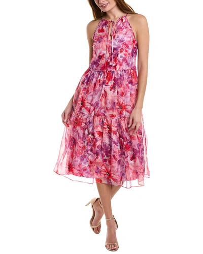 Shop Marchesa Notte Floral Midi Dress In Pink