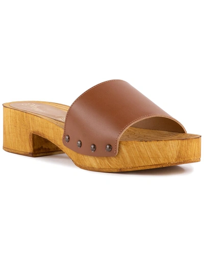 Shop Seychelles Marine Layer Leather Wood Sandal In Brown