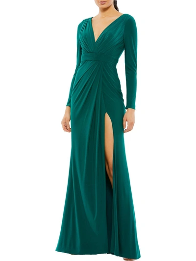 Shop Ieena For Mac Duggal Womens Faux Wrap Long Wrap Dress In Green