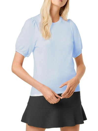 Shop French Connection Jersey Womens Puff Sleeve Cotton T-shirt In Blue