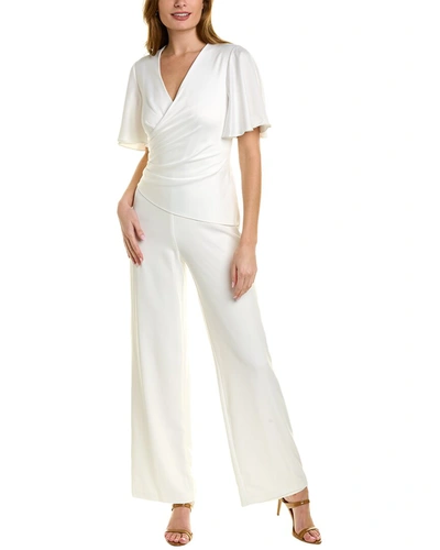 Shop Adrianna Papell Wide Leg Jumpsuit In White