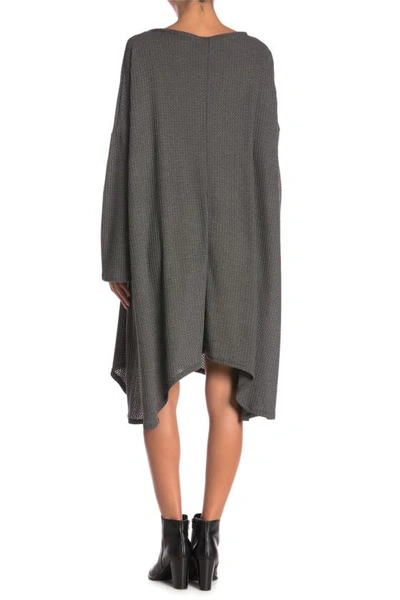 Go Couture Long Sleeve Oversized Sharkbite Dress In Charcoal Square