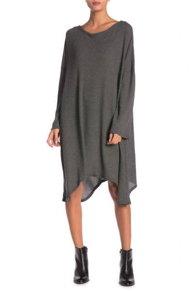 Go Couture Long Sleeve Oversized Sharkbite Dress In Charcoal Square