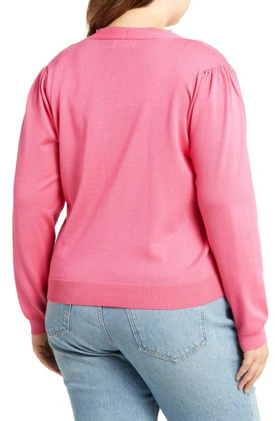 By Design Panther Pearly Beaded Open Front Cardigan In Fandango Pink