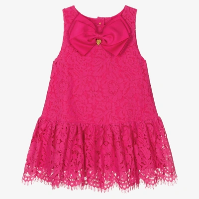 Shop Angel's Face Girls Fuchsia Pink Cotton Lace Dress