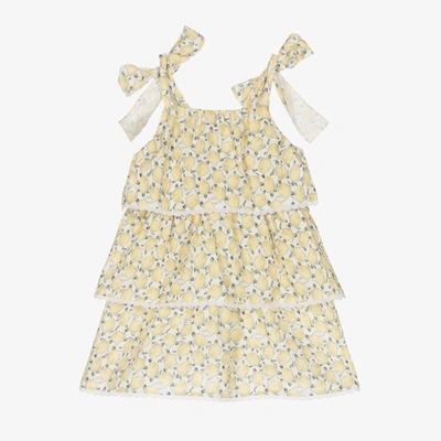 Shop Mebi Girls Yellow Turtles Print Cotton Dress