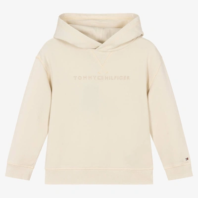 Babies Boys Beige Cotton Jersey Logo Hoodie