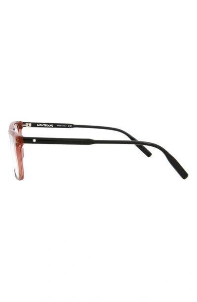 Montblanc 56mm Square Optical Glasses In Transparent Burgundy Black