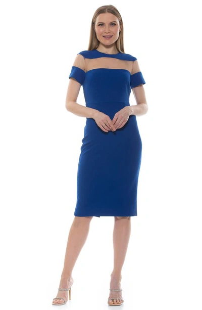 Shop Alexia Admor Everleigh Short Sleeve Midi Cocktail Dress In Cobalt