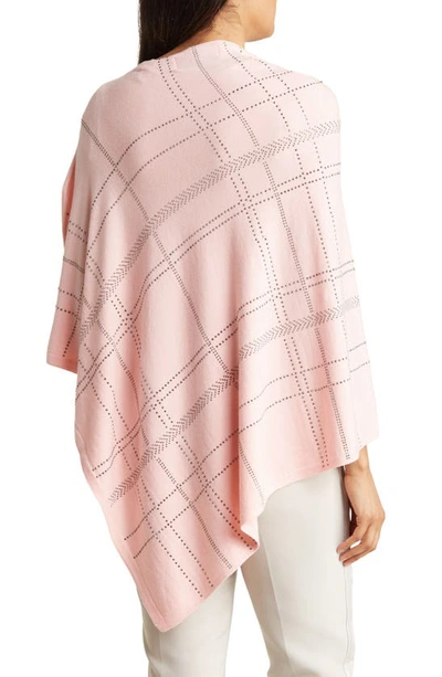 Shop La Fiorentina Crystal Embellished Plaid Poncho In Pink