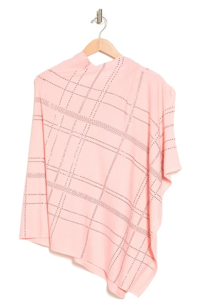 La Fiorentina Crystal Embellished Plaid Poncho In Pink