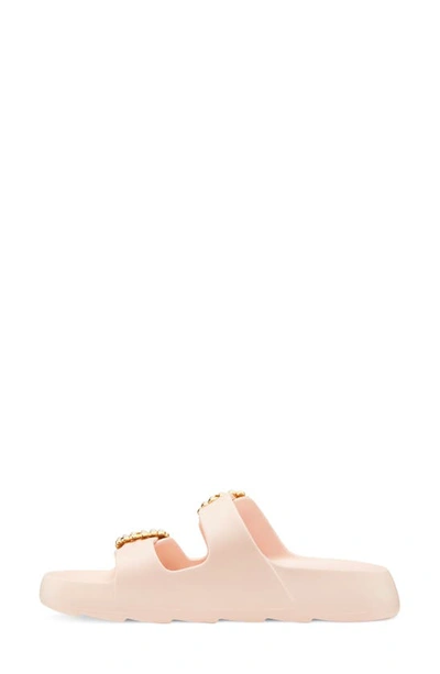 Stuart Weitzman Imitation Pearl Buckle Slide Sandal In Rosewater